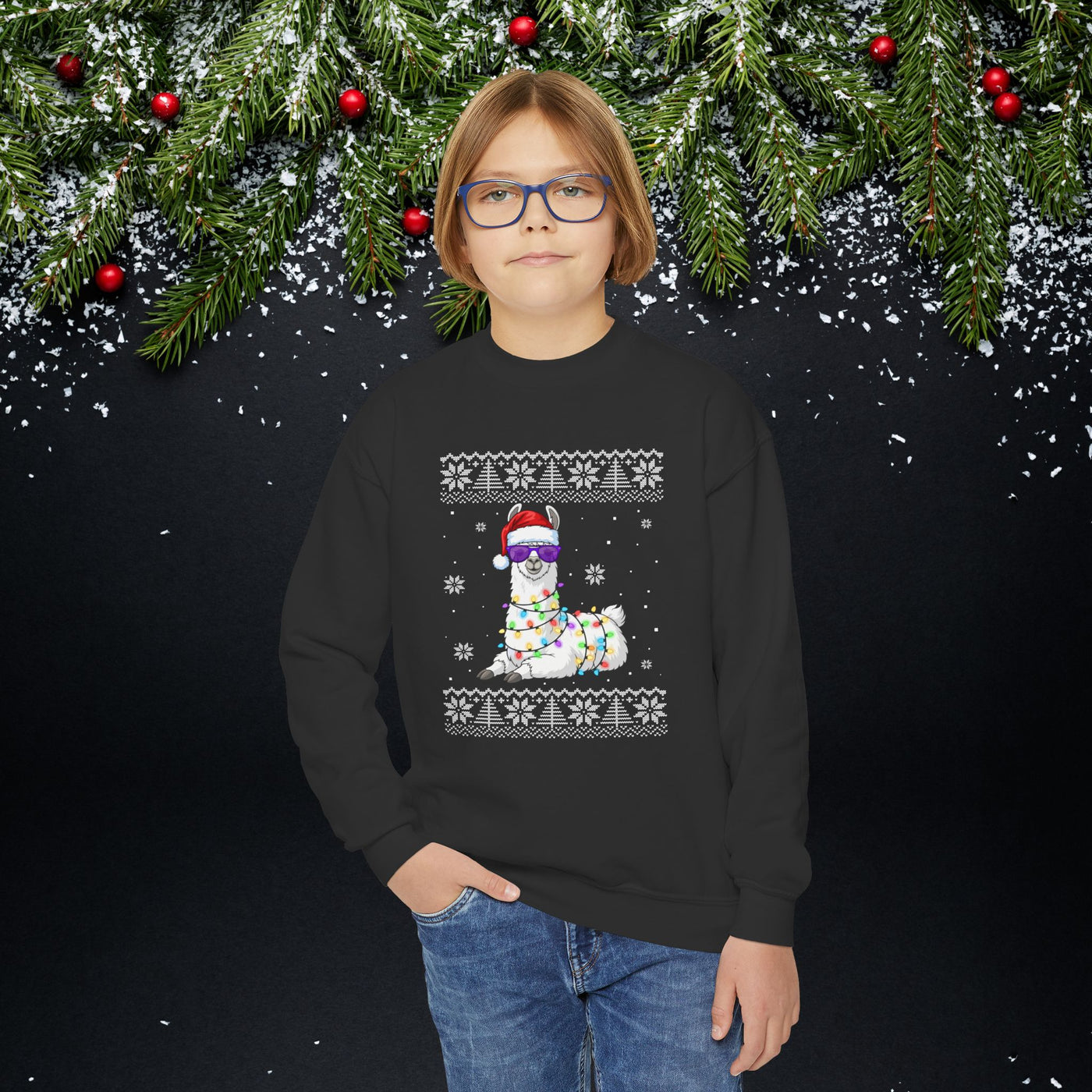 "Ugly" Llama Kids Christmas Sweatshirt
