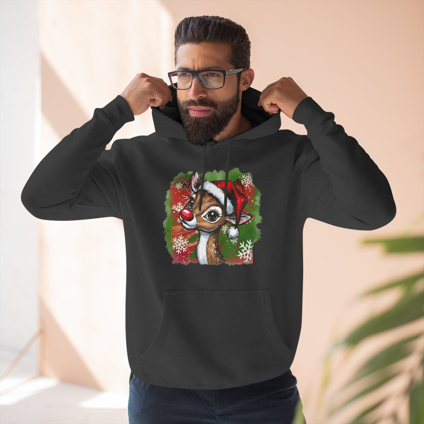 Festive Rudolph Fleece Hoodie