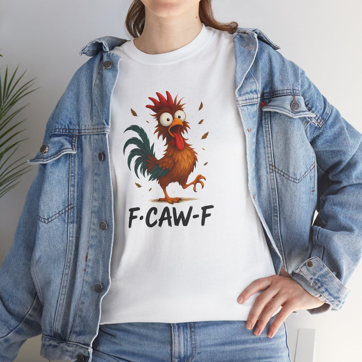 Funky F-Caw-F Chicken Humor Tee - Unisex Heavy Cotton T-Shirt