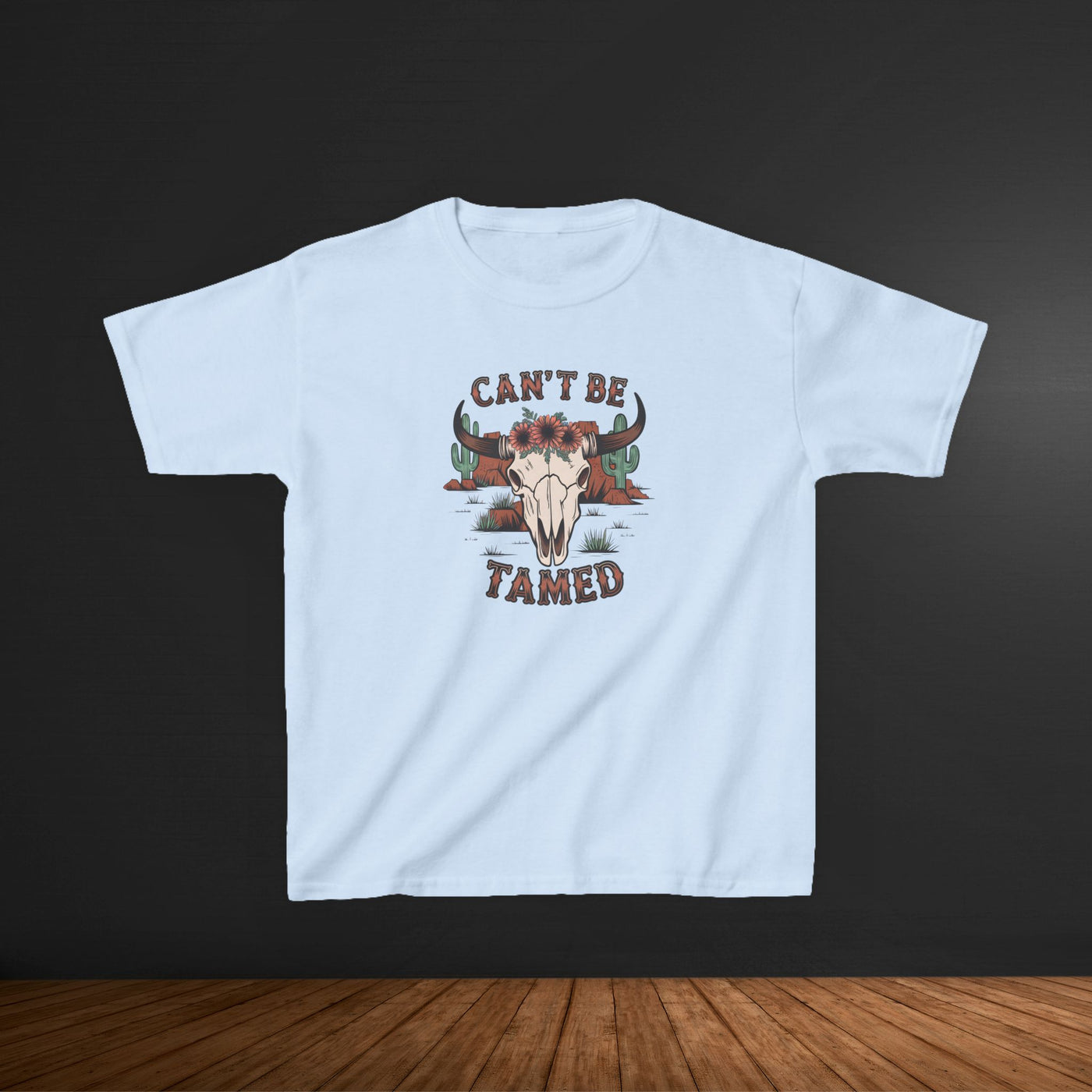 "Can't Be Tamed" Western Skull Kids T‑Shirt