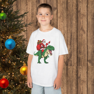 Santa Riding a T‑Rex Christmas Youth Tee