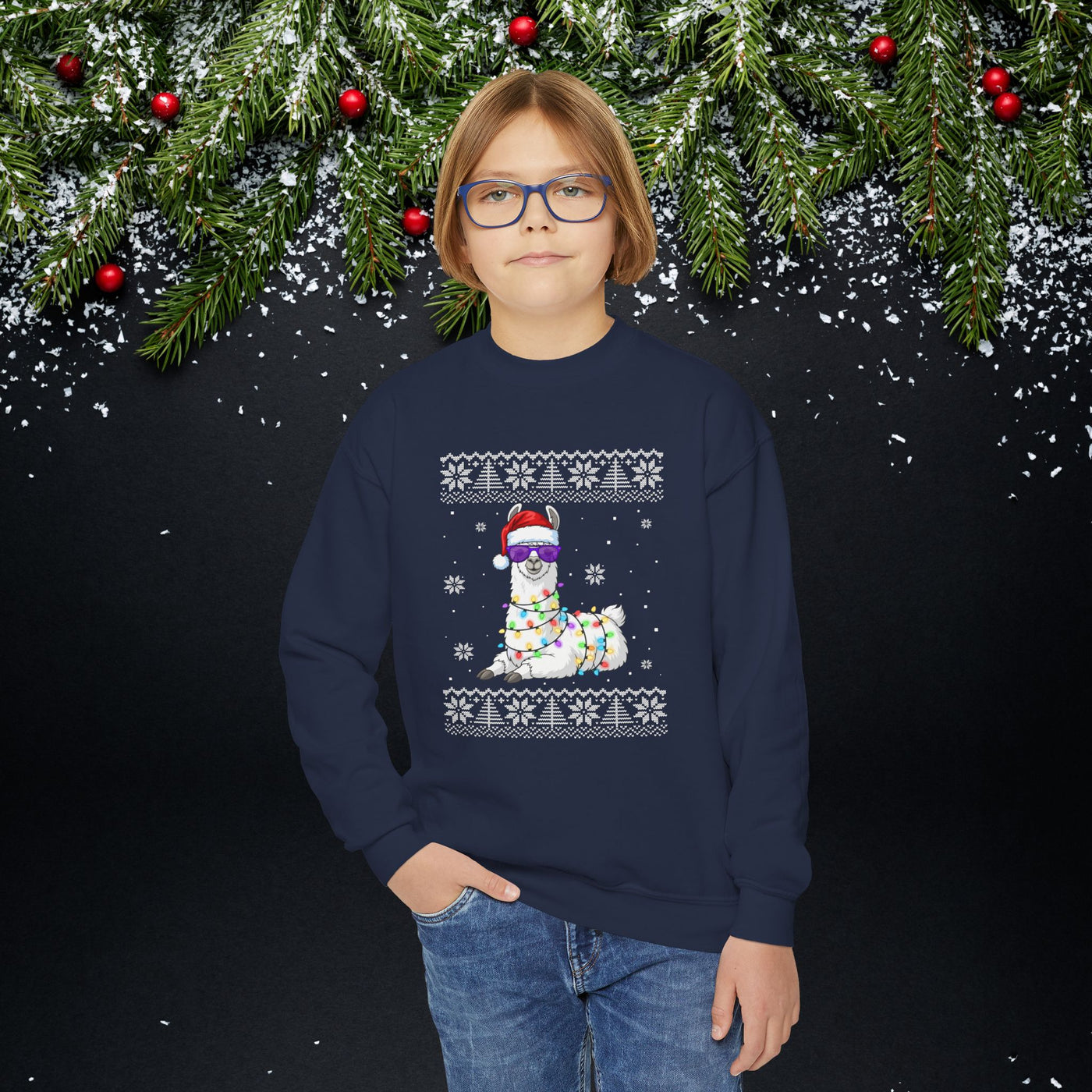 "Ugly" Llama Kids Christmas Sweatshirt