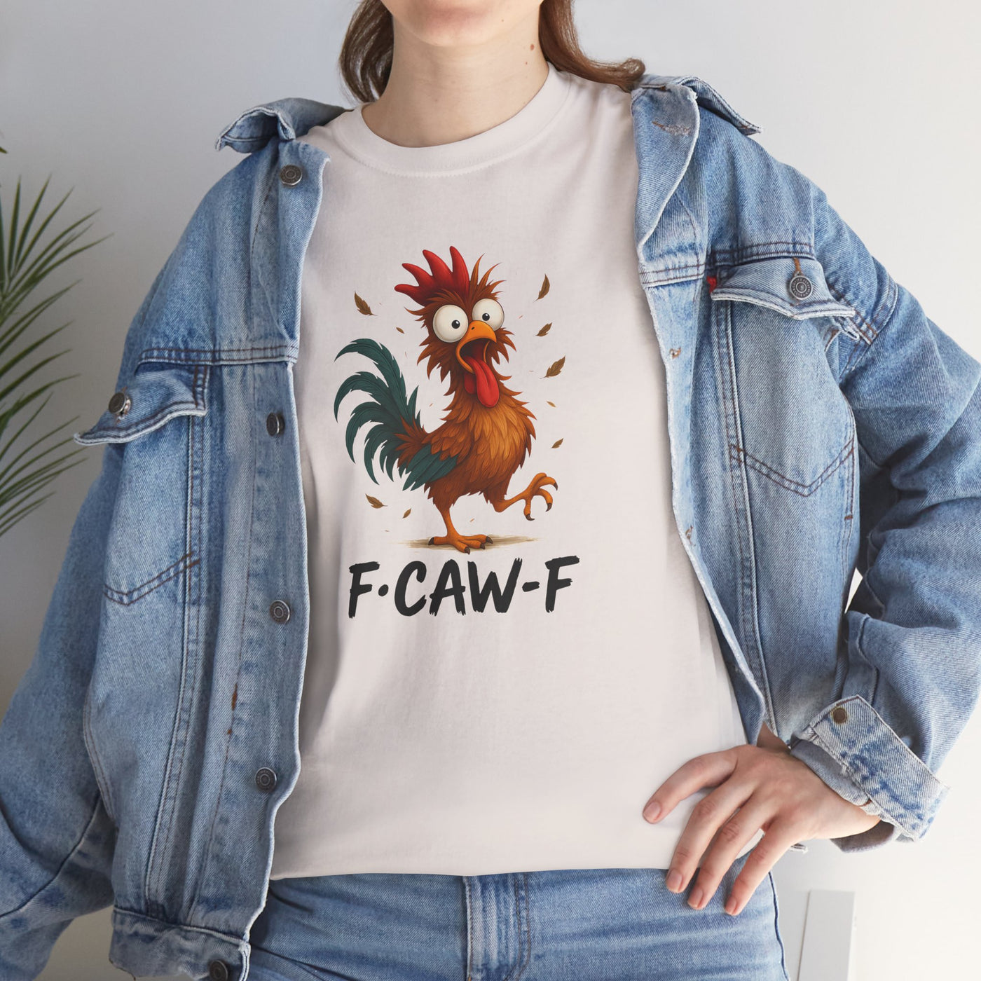 Funky F-Caw-F Chicken Humor Tee - Unisex Heavy Cotton T-Shirt