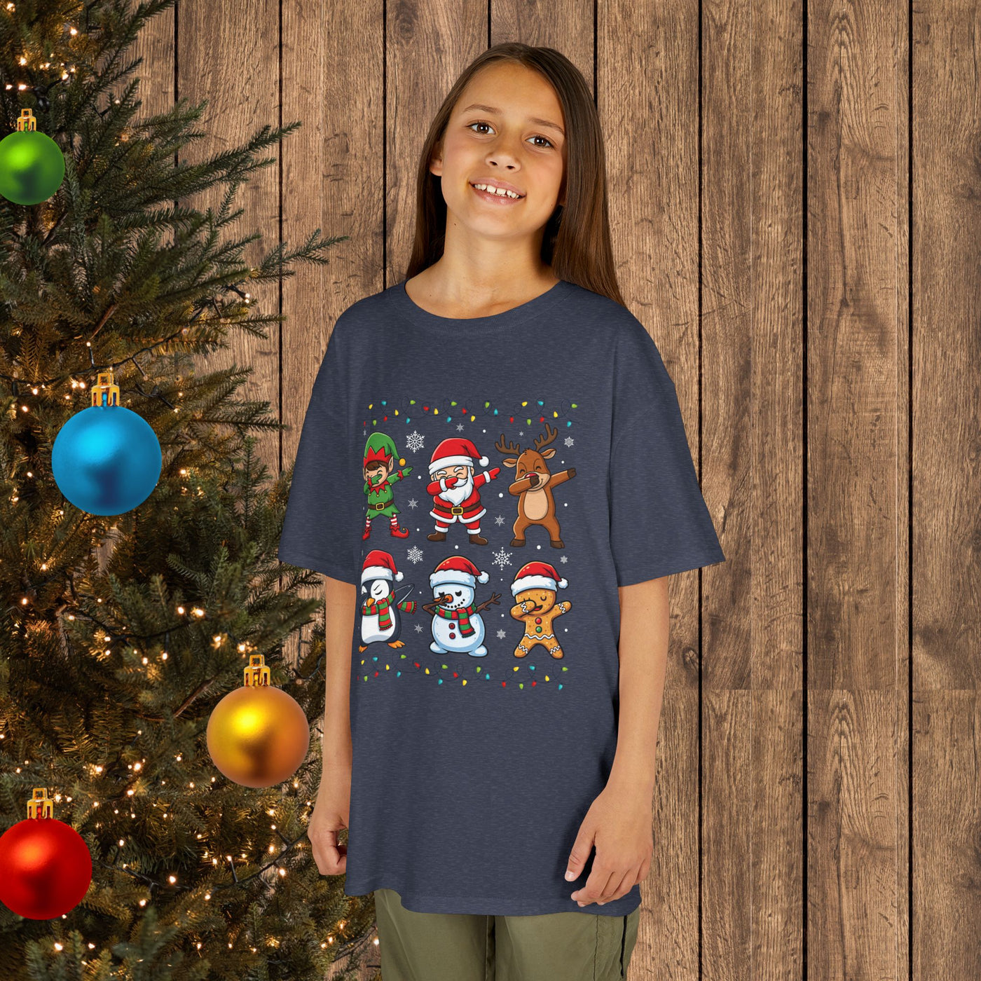 Santa, Elf, Penguin, Snowman & Reindeer Holiday Shirt Kids T-shirt