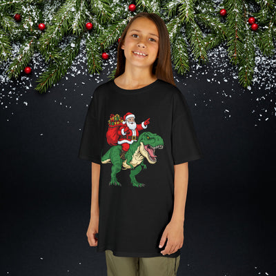Santa Riding a T‑Rex Christmas Youth Tee