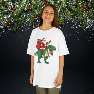 Santa Riding a T‑Rex Christmas Youth Tee