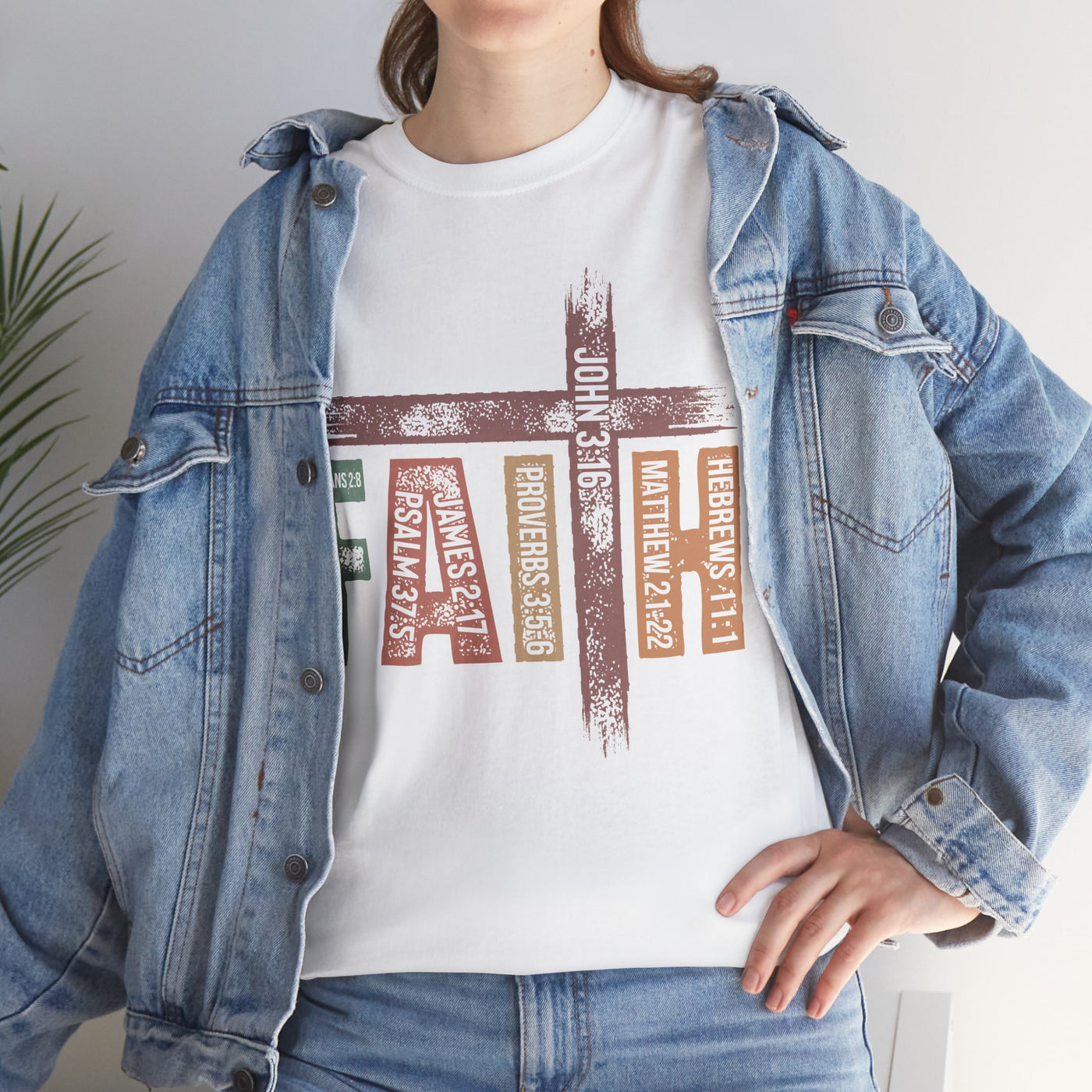 Faith Cross Graphic Tee — Inspirational Christian Word Art Shirt