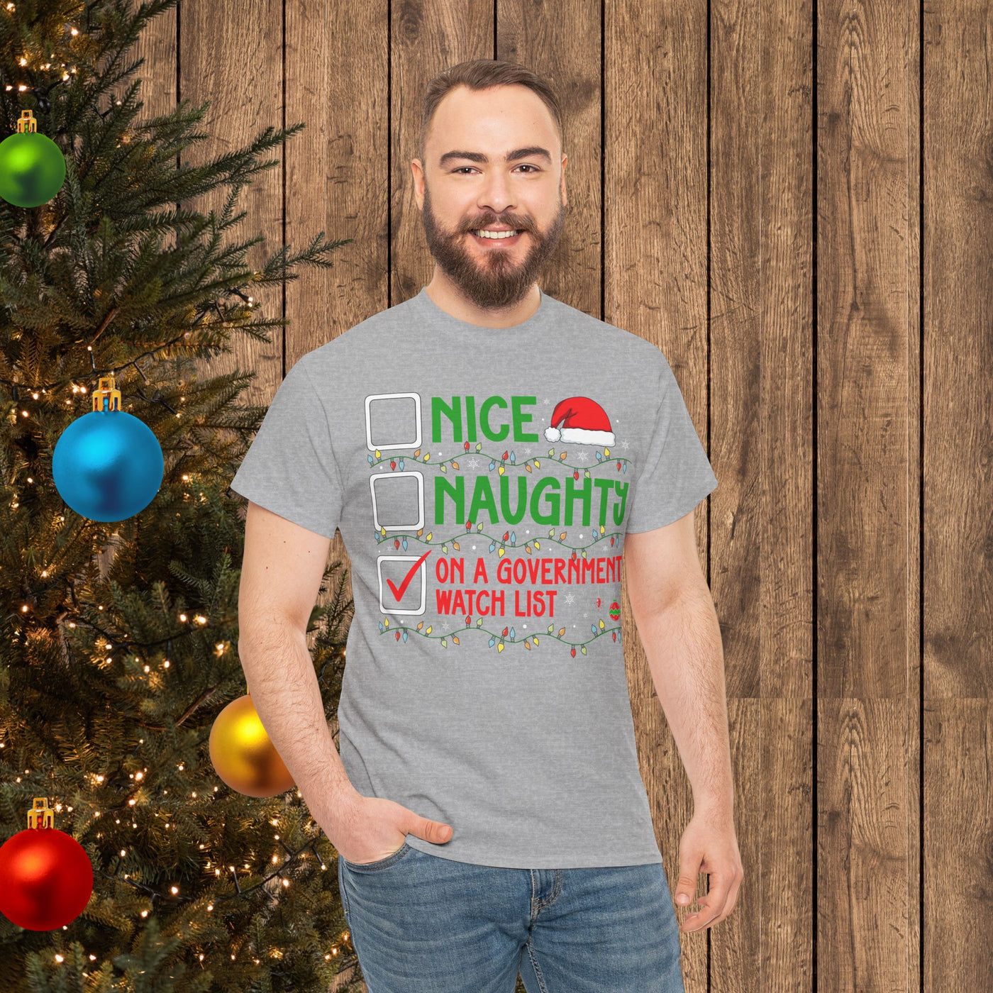 "Nice / Naughty" Checklist: "On a Government Watch List" Holiday T-Shirt