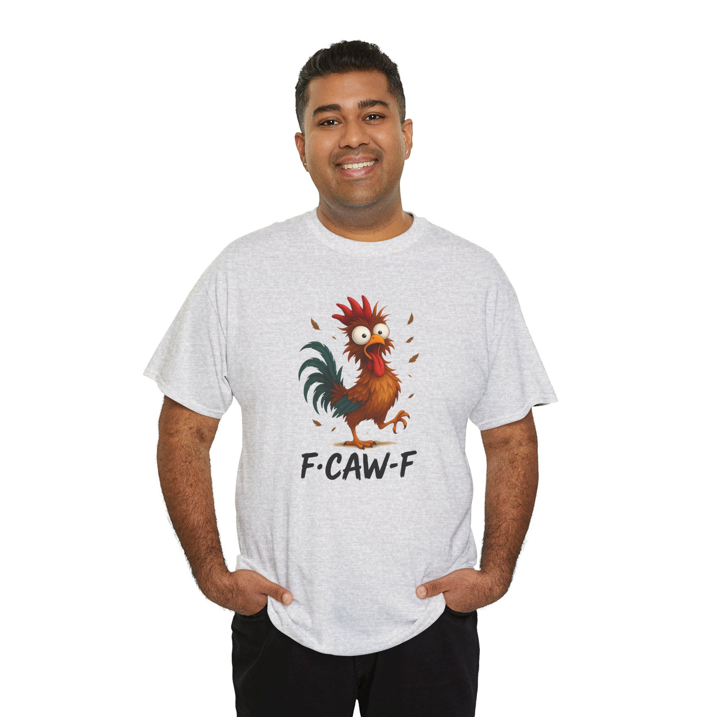 Funky F-Caw-F Chicken Humor Tee - Unisex Heavy Cotton T-Shirt