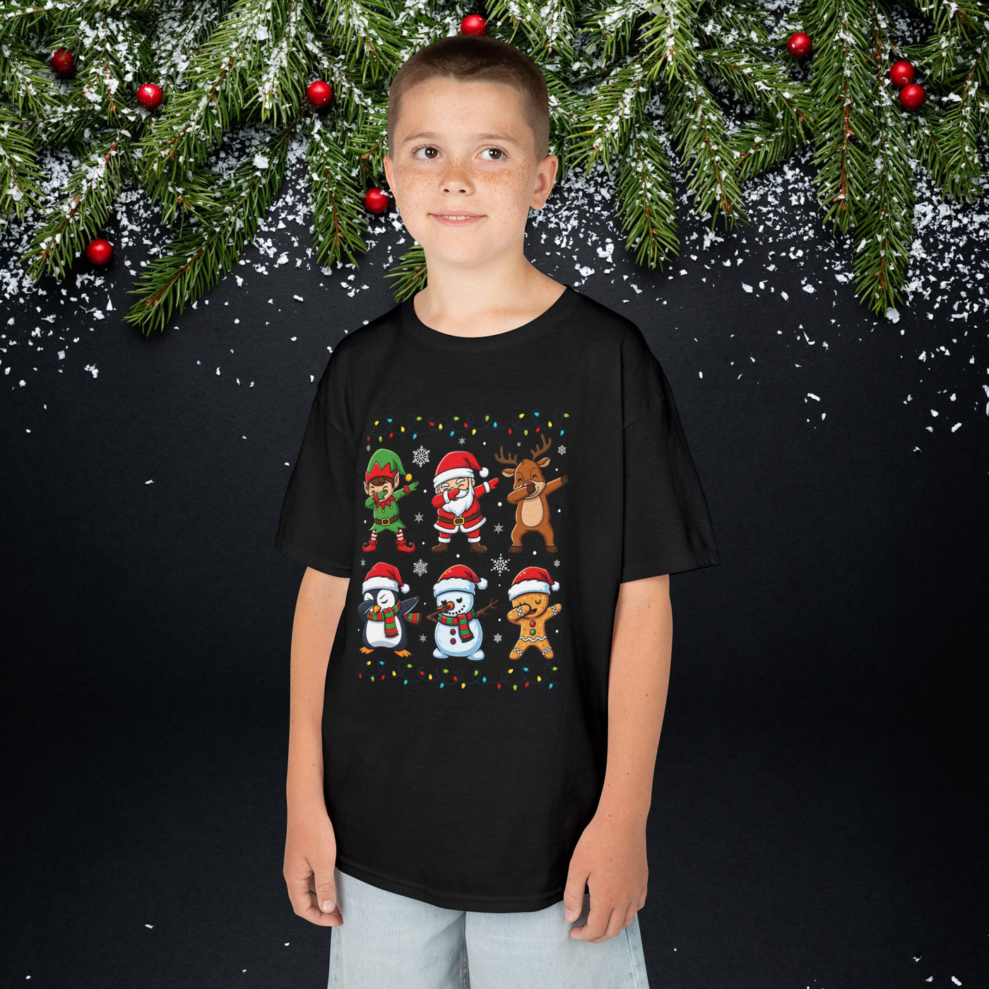 Santa, Elf, Penguin, Snowman & Reindeer Holiday Shirt Kids T-shirt