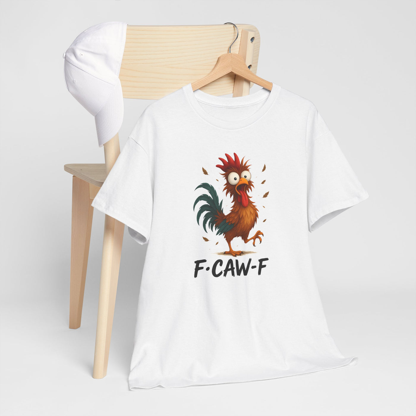 Funky F-Caw-F Chicken Humor Tee - Unisex Heavy Cotton T-Shirt