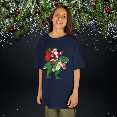 Santa Riding a T‑Rex Christmas Youth Tee