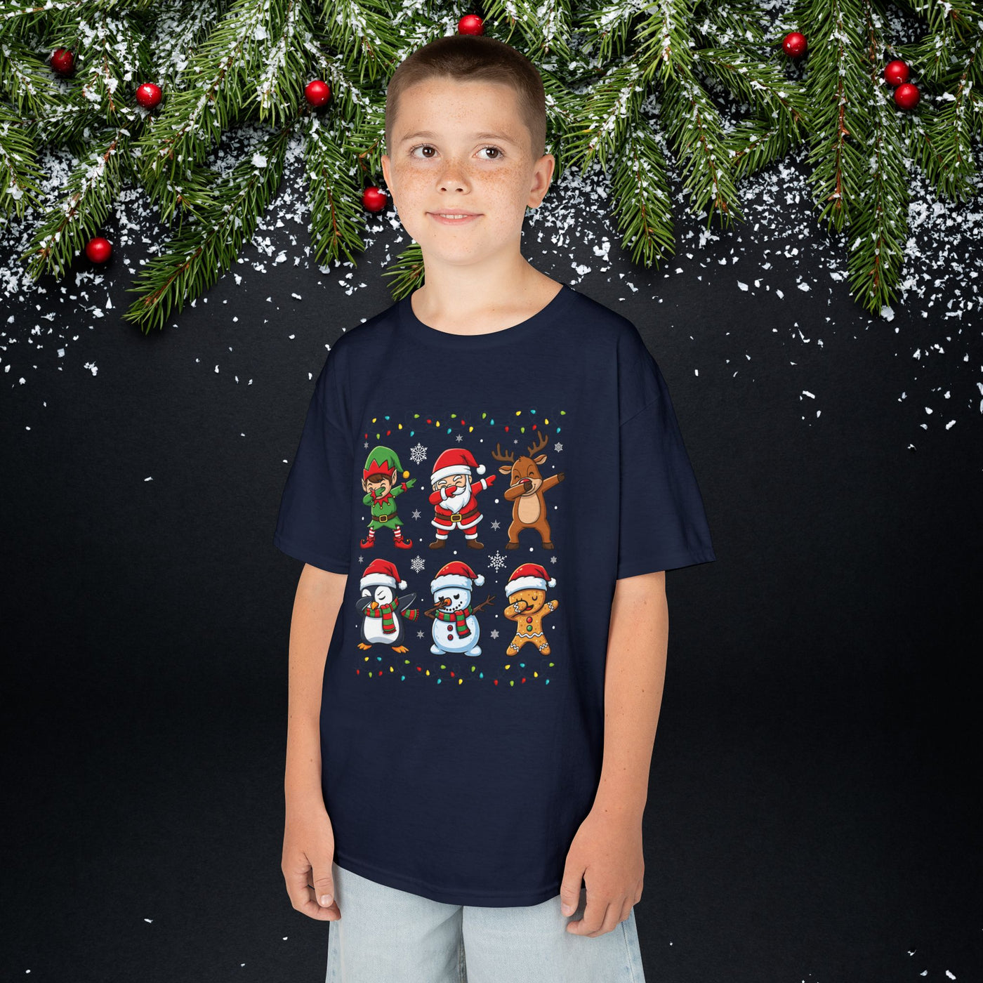 Santa, Elf, Penguin, Snowman & Reindeer Holiday Shirt Kids T-shirt