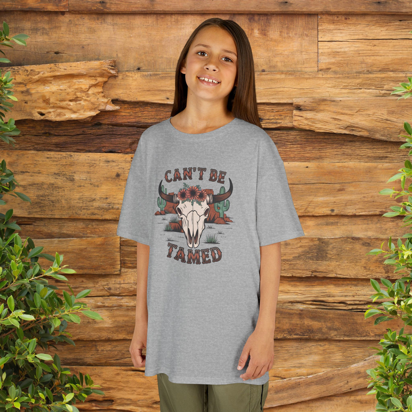 "Can't Be Tamed" Western Skull Kids T‑Shirt