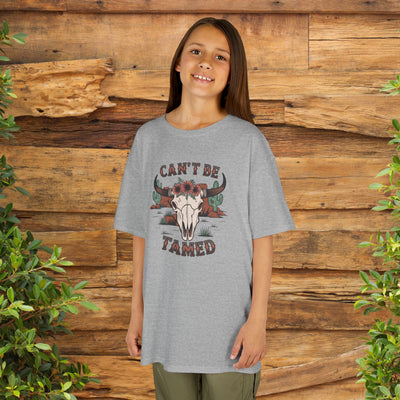"Can't Be Tamed" Western Skull Kids T‑Shirt