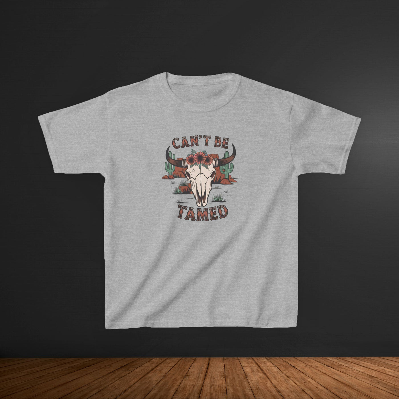 "Can't Be Tamed" Western Skull Kids T‑Shirt