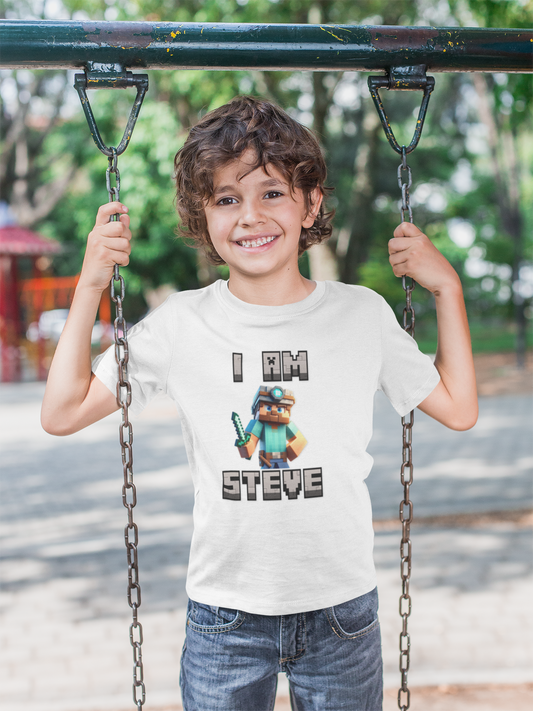 Kids Tee - Steve Minecraft Movie Inspired Tshirt for Kids