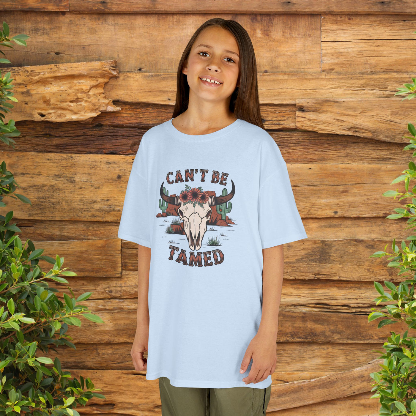 "Can't Be Tamed" Western Skull Kids T‑Shirt