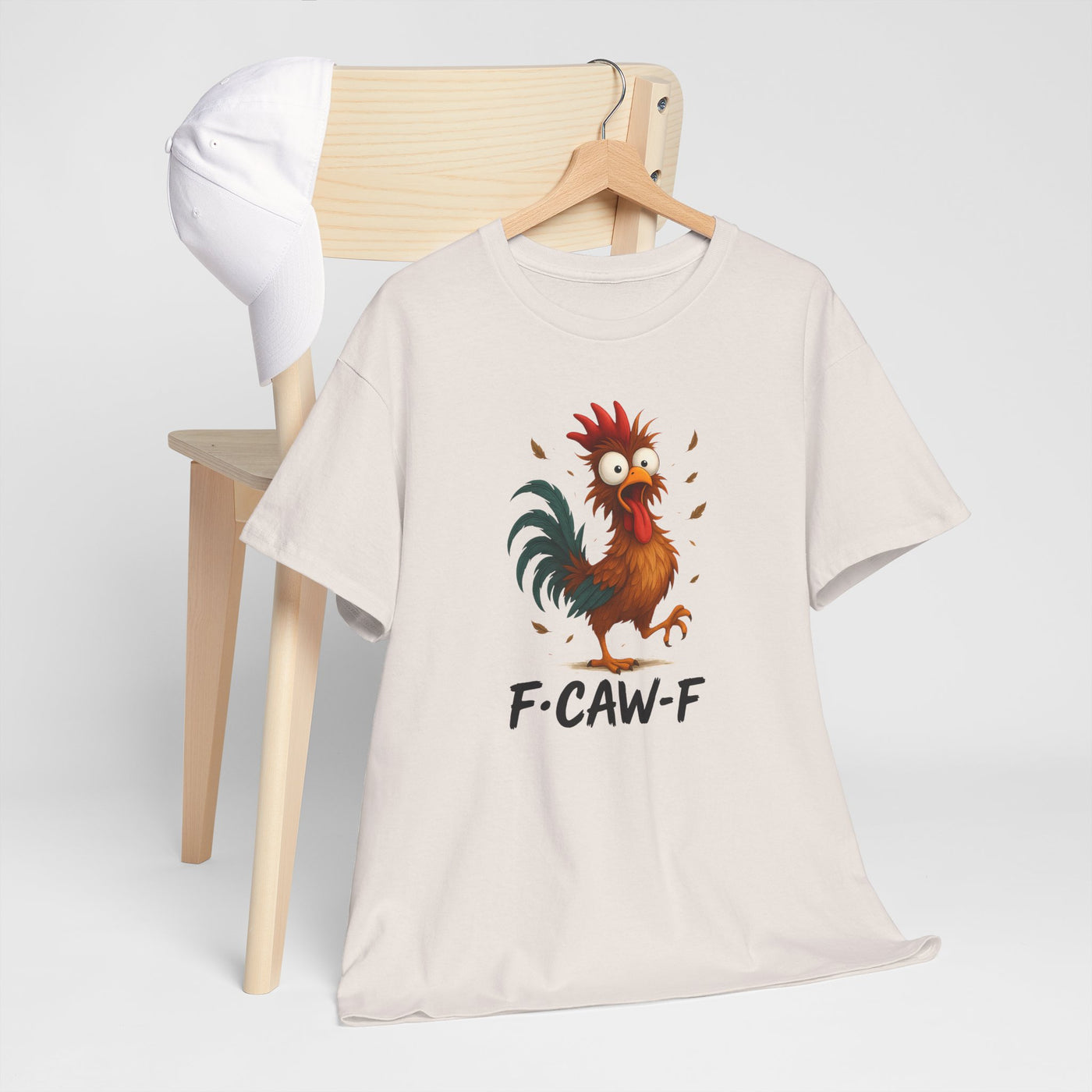 Funky F-Caw-F Chicken Humor Tee - Unisex Heavy Cotton T-Shirt