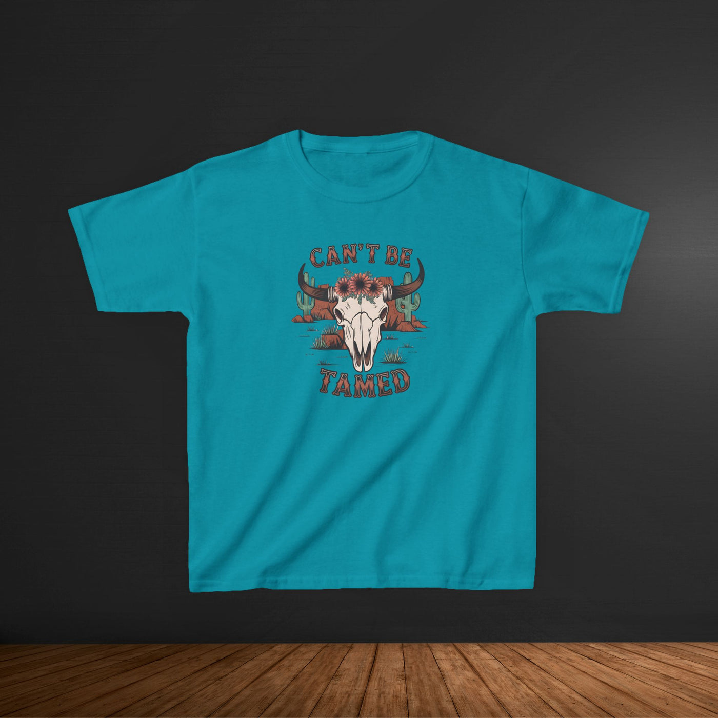 "Can't Be Tamed" Western Skull Kids T‑Shirt