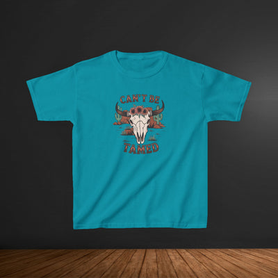 "Can't Be Tamed" Western Skull Kids T‑Shirt