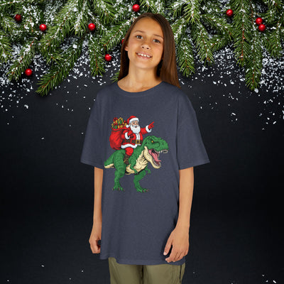Santa Riding a T‑Rex Christmas Youth Tee