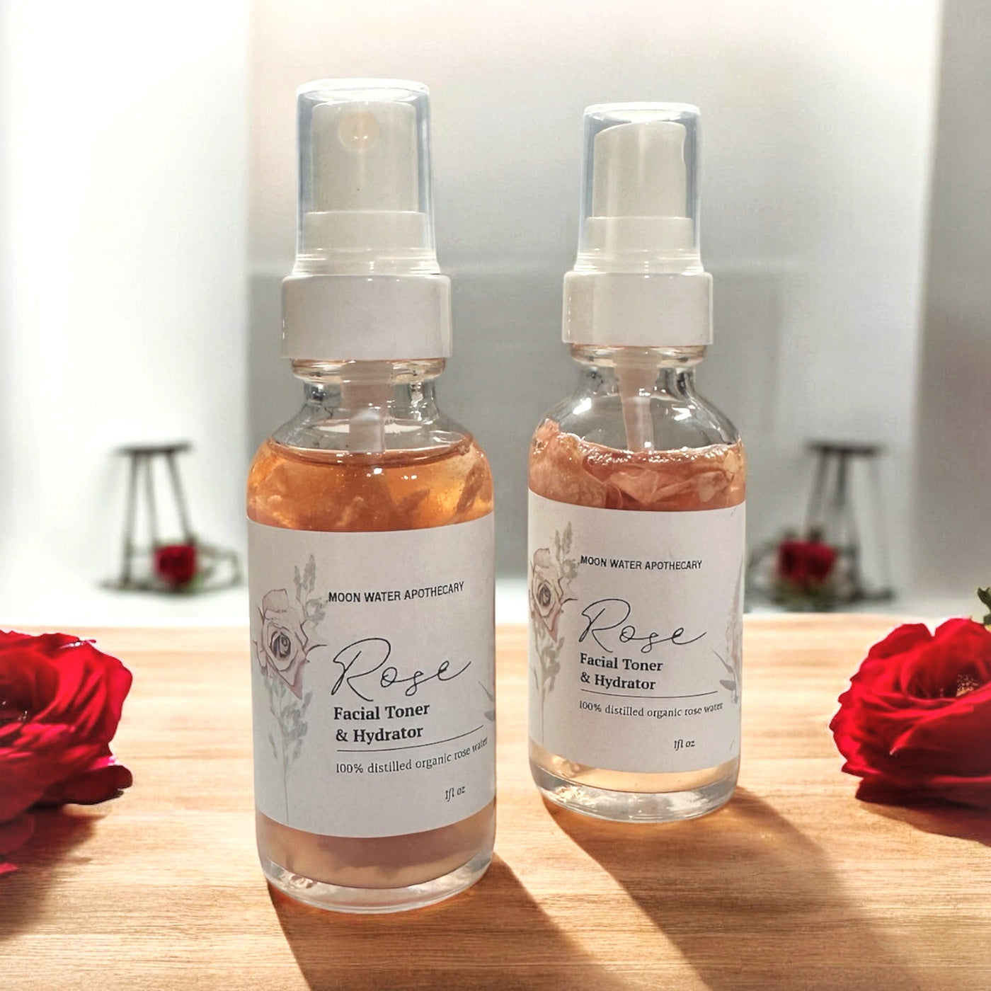Handcrafted Rose Water Facial Toner, ALL Skin Types -- Organic Soothing, Hydrating Skin Care