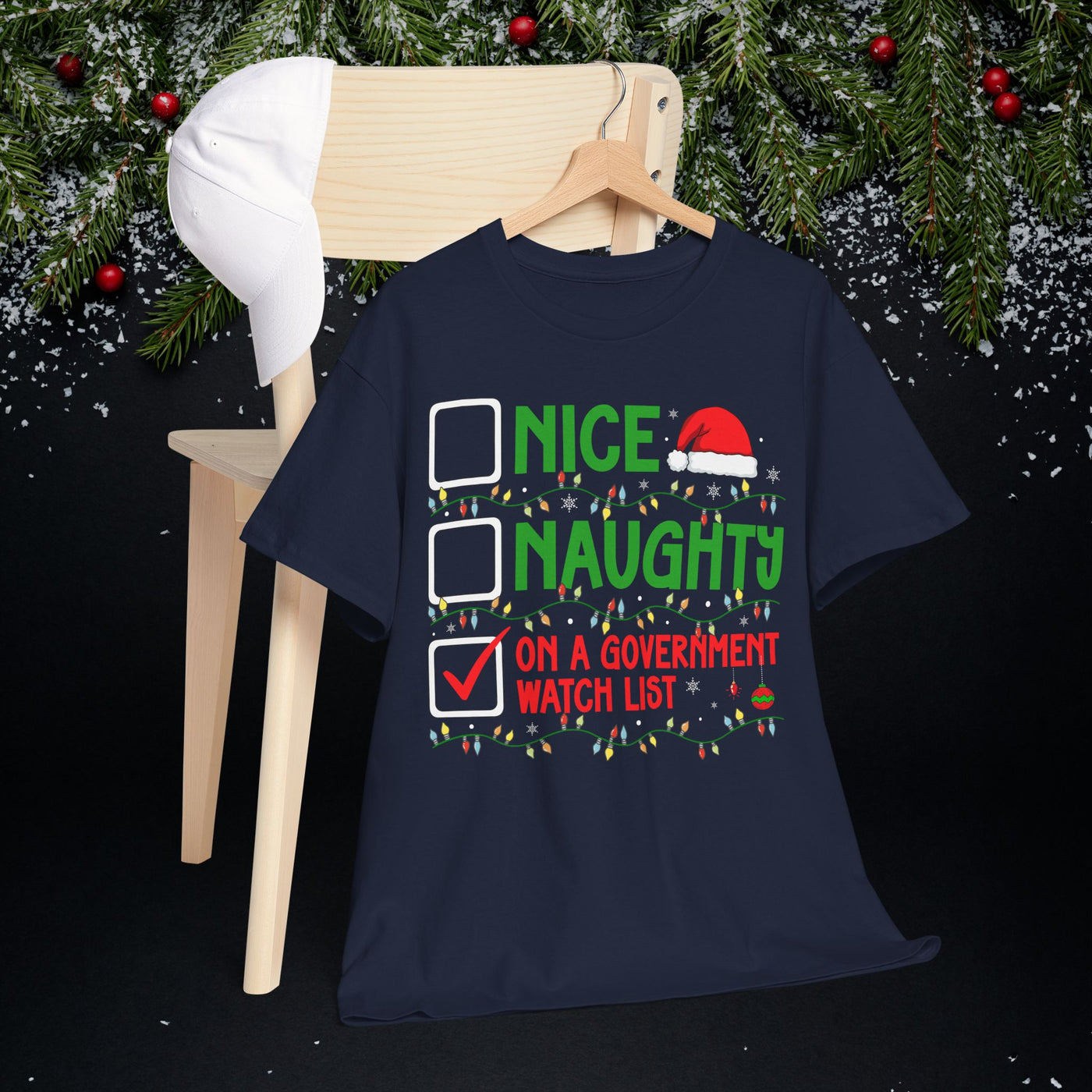 "Nice / Naughty" Checklist: "On a Government Watch List" Holiday T-Shirt