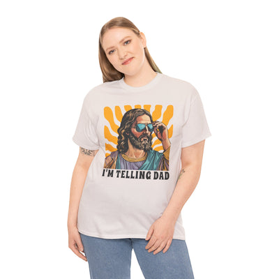 “I’m Telling Dad” Funny Jesus Shirt – Christian Humor Tee