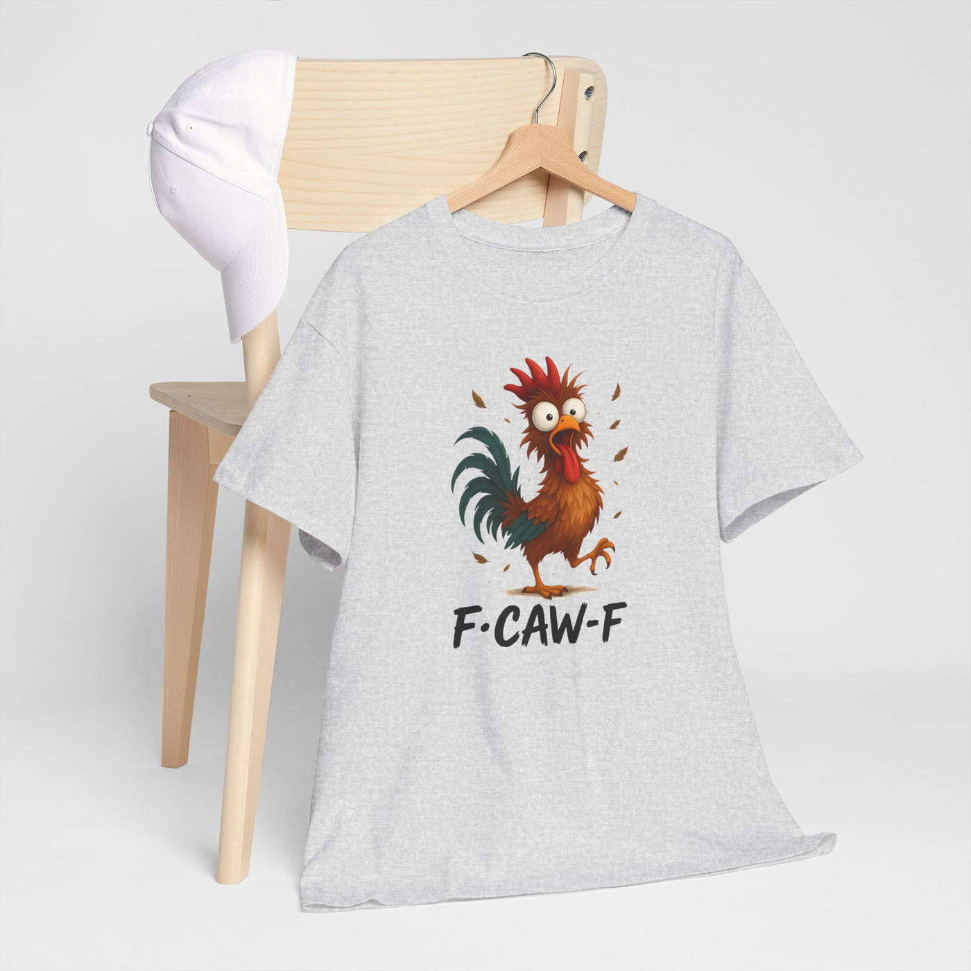 Funky F-Caw-F Chicken Humor Tee - Unisex Heavy Cotton T-Shirt