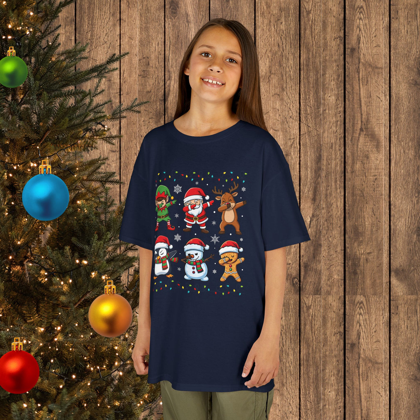 Santa, Elf, Penguin, Snowman & Reindeer Holiday Shirt Kids T-shirt