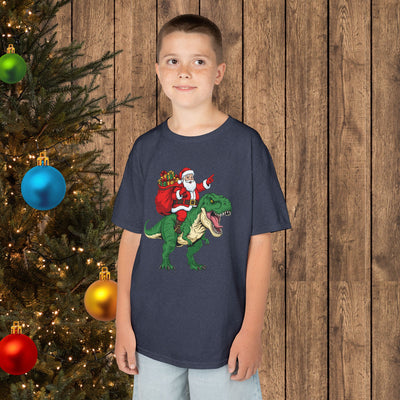 Santa Riding a T‑Rex Christmas Youth Tee
