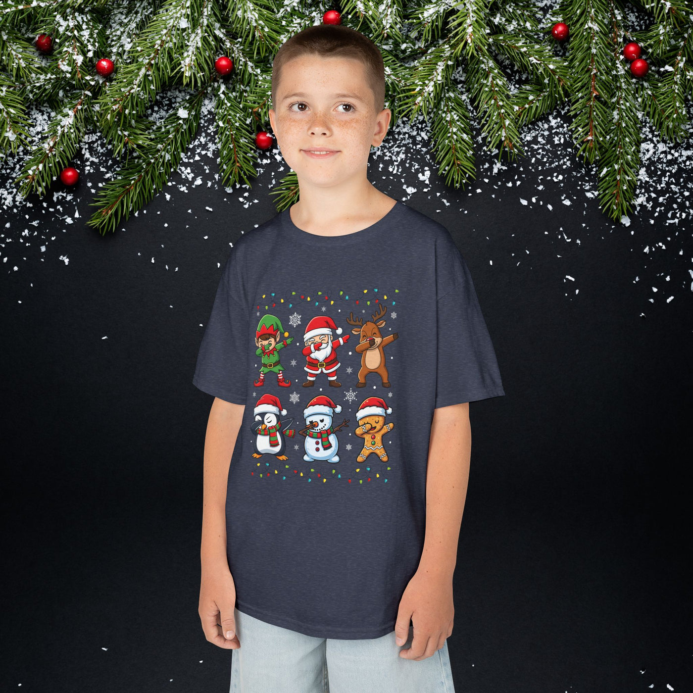 Santa, Elf, Penguin, Snowman & Reindeer Holiday Shirt Kids T-shirt