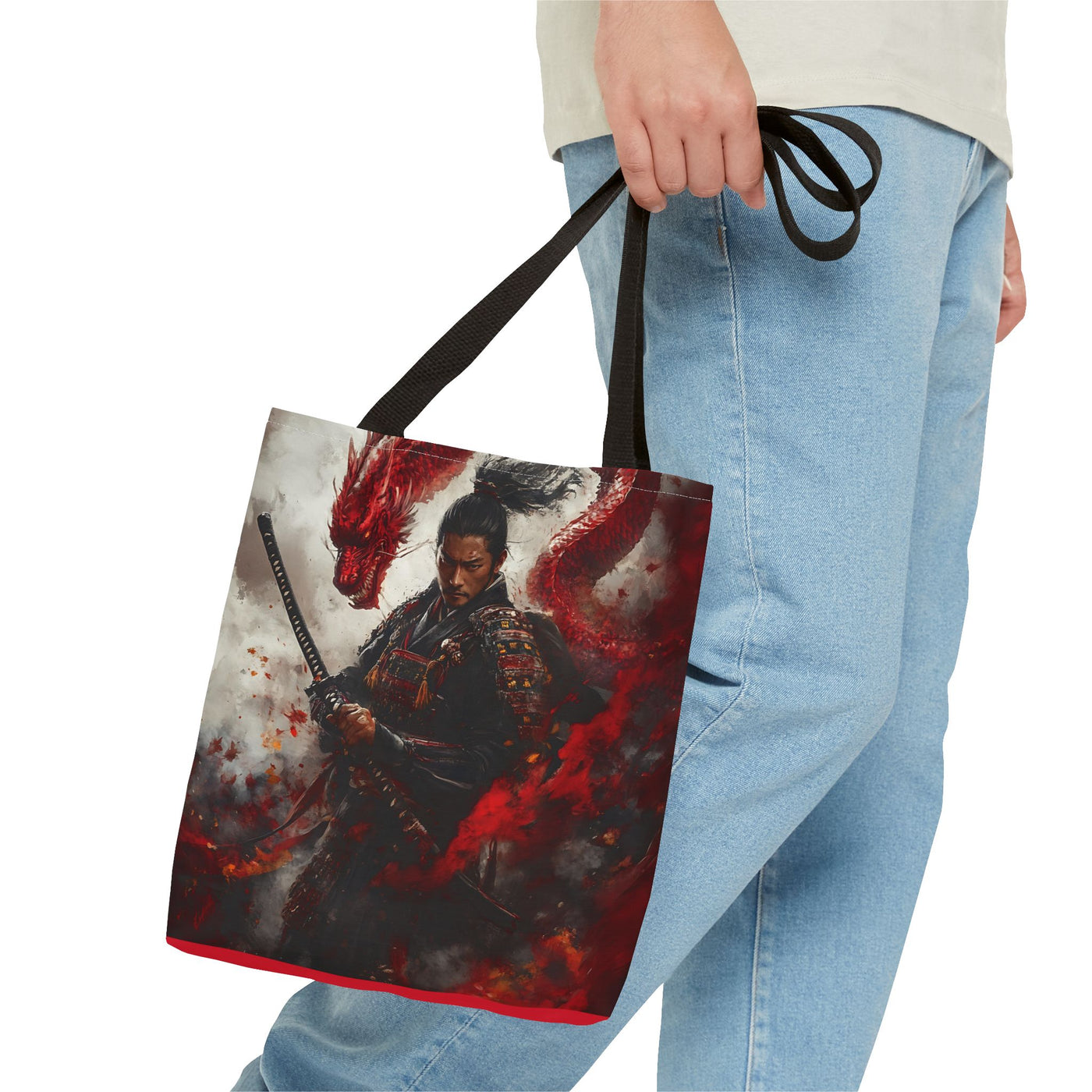 Samurai Warrior Dragon Tote Bag