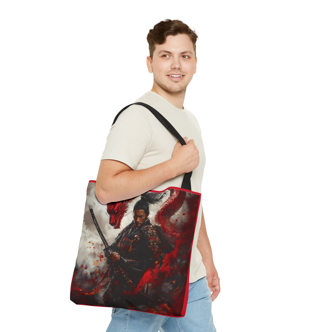 Samurai Warrior Dragon Tote Bag