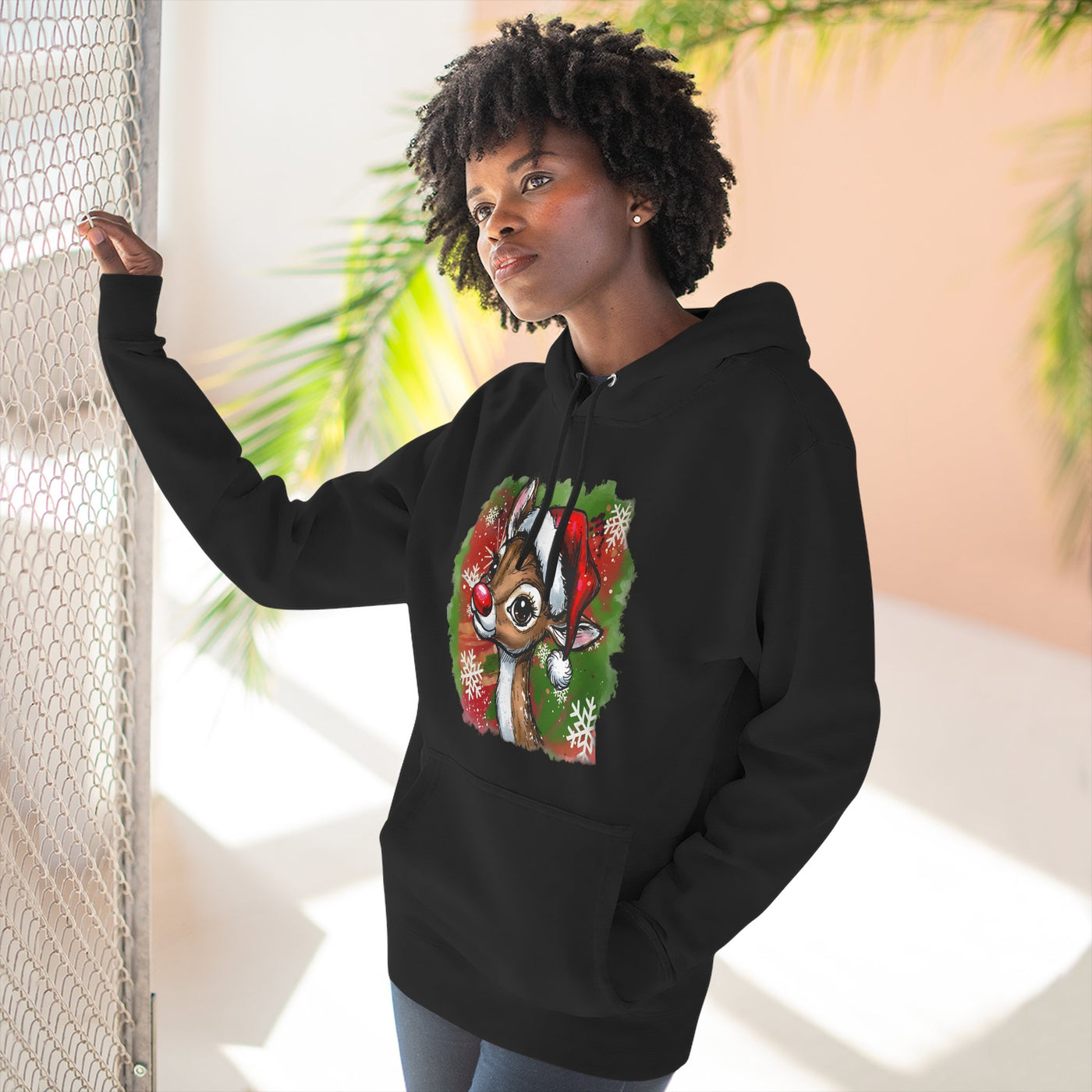 Festive Rudolph Fleece Hoodie