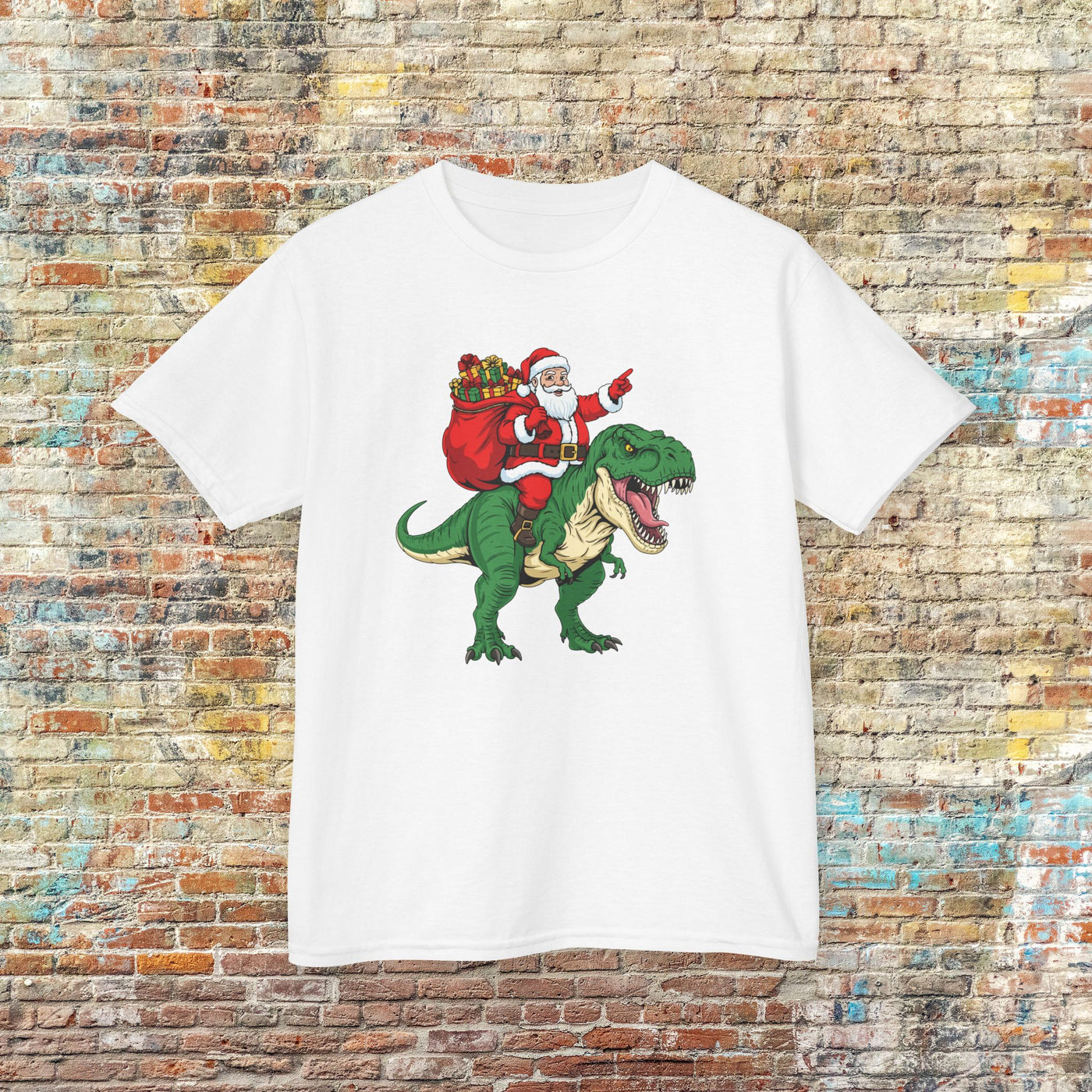 Santa Riding a T‑Rex Christmas Youth Tee