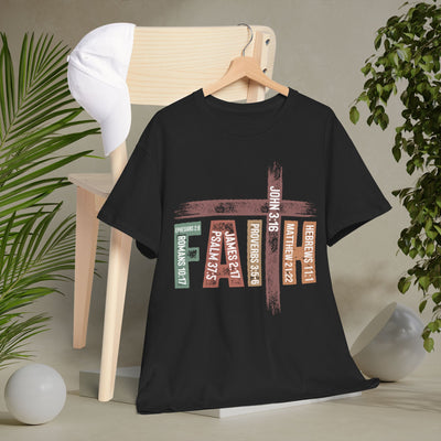 Faith Cross Graphic Tee — Inspirational Christian Word Art Shirt