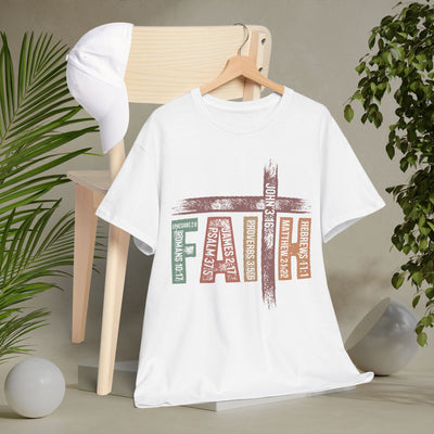 Faith Cross Graphic Tee — Inspirational Christian Word Art Shirt