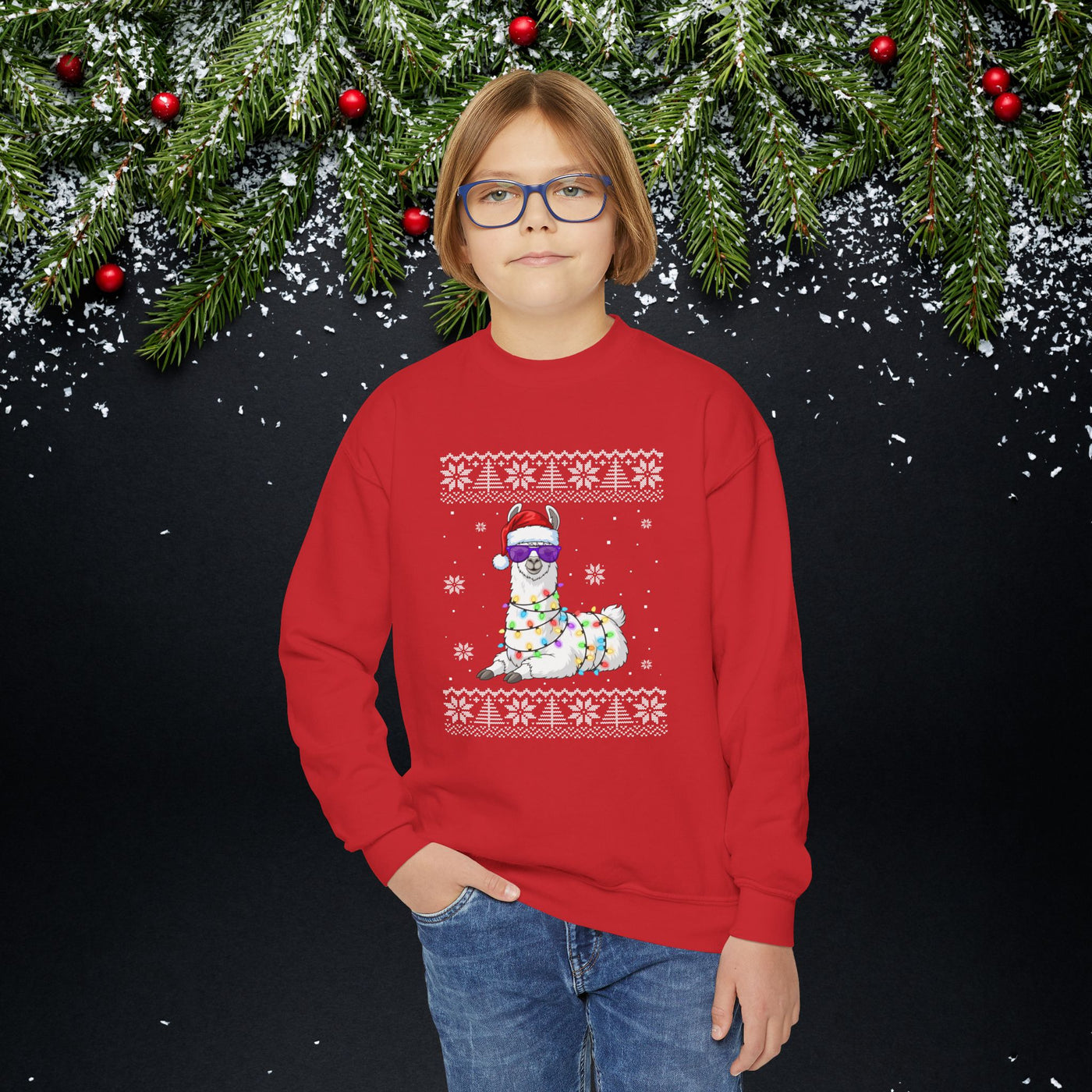 "Ugly" Llama Kids Christmas Sweatshirt