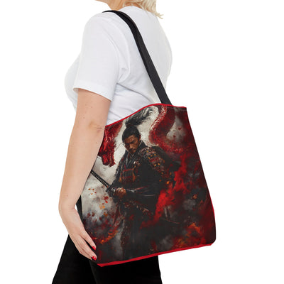 Samurai Warrior Dragon Tote Bag
