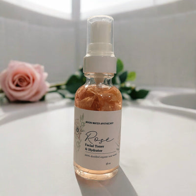 Handcrafted Rose Water Facial Toner, ALL Skin Types -- Organic Soothing, Hydrating Skin Care