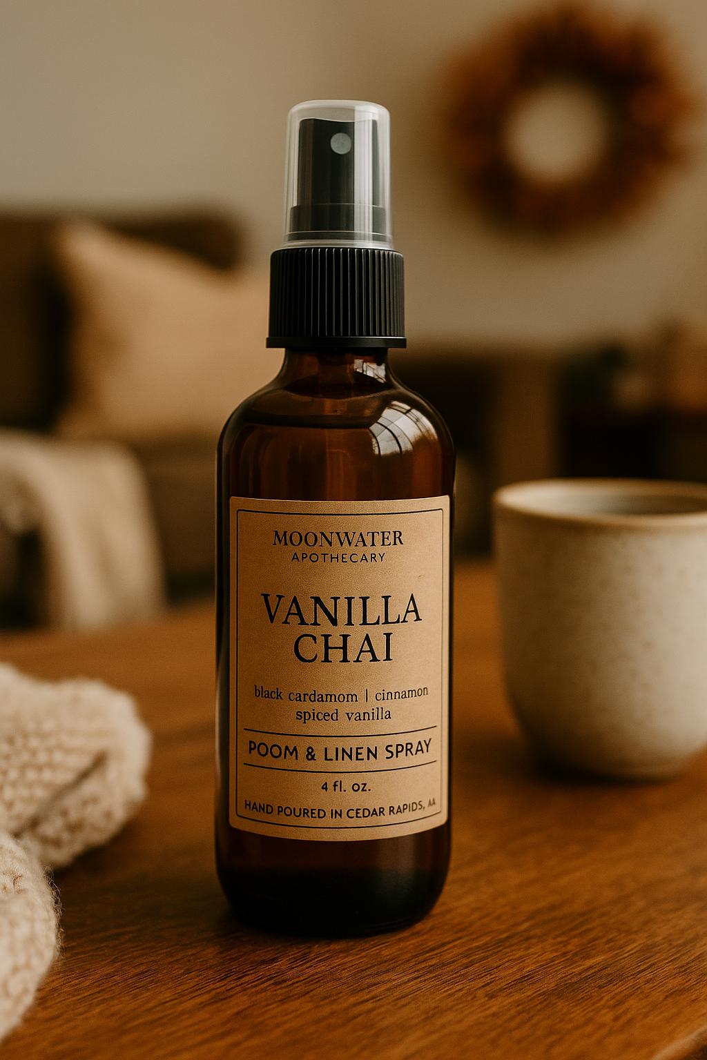 Vanilla Chai - REED DIFFUSER & ROOM SPRAY -- Spiced, Sweet Cream Aroma. by Moon Water Apothecary