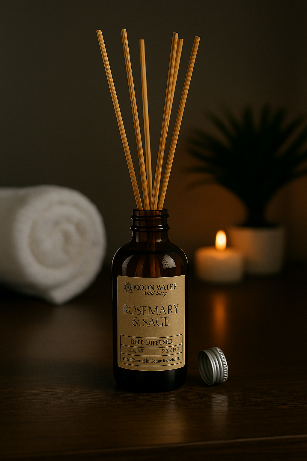 Rosemary + Sage - REED DIFFUSER, Herbal Aromatherapy Home Fragrance
