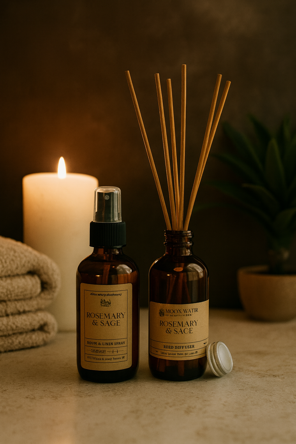 Rosemary + Sage - REED DIFFUSER, Herbal Aromatherapy Home Fragrance